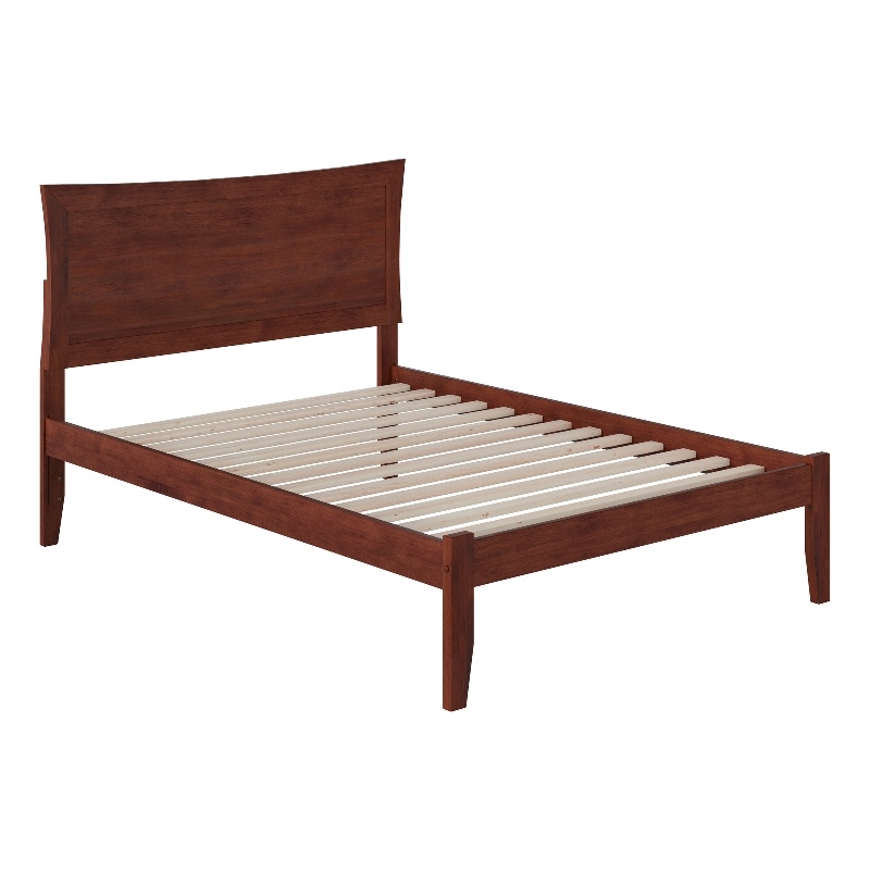 AFI Metro Full Solid Wood Platform Bed with Charging USB in Walnut