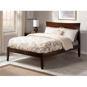 AFI Metro Full Solid Wood Platform Bed with Charging USB in Walnut