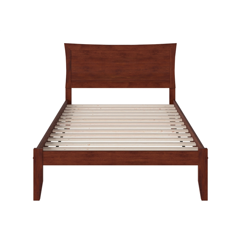 AFI Metro Full Solid Wood Platform Bed with Charging USB in Walnut