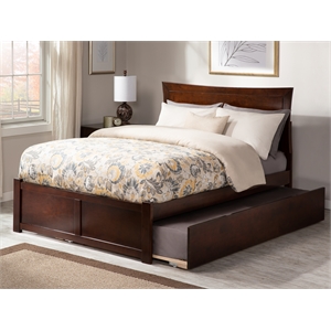 AFI Metro Full Solid Wood Bed with Twin Trundle and USB Charger in Walnut