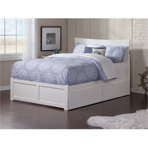 AFI Metro Full Solid Wood Bed with 2 Storage Drawers and USB Charger in White