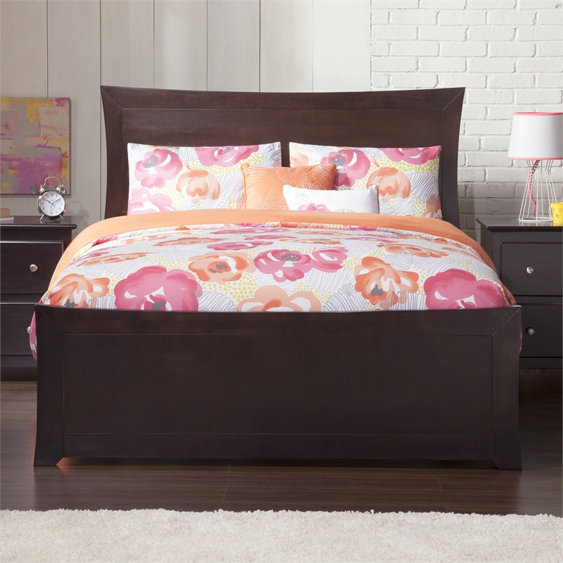 AFI Metro Full Solid Wood Bed with Footboard and USB Charger in Espresso