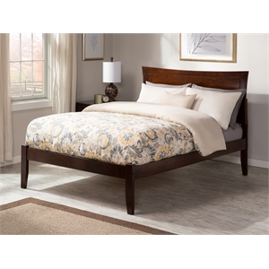 AFI Metro Queen Solid Wood Platform Bed with USB Charging Station in Walnut