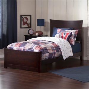 AFI Metro Queen Solid Wood Bed with Footboard and USB Charger in Espresso