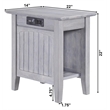 AFI Nantucket Solid Wood Side Table with Device Charger in Driftwood
