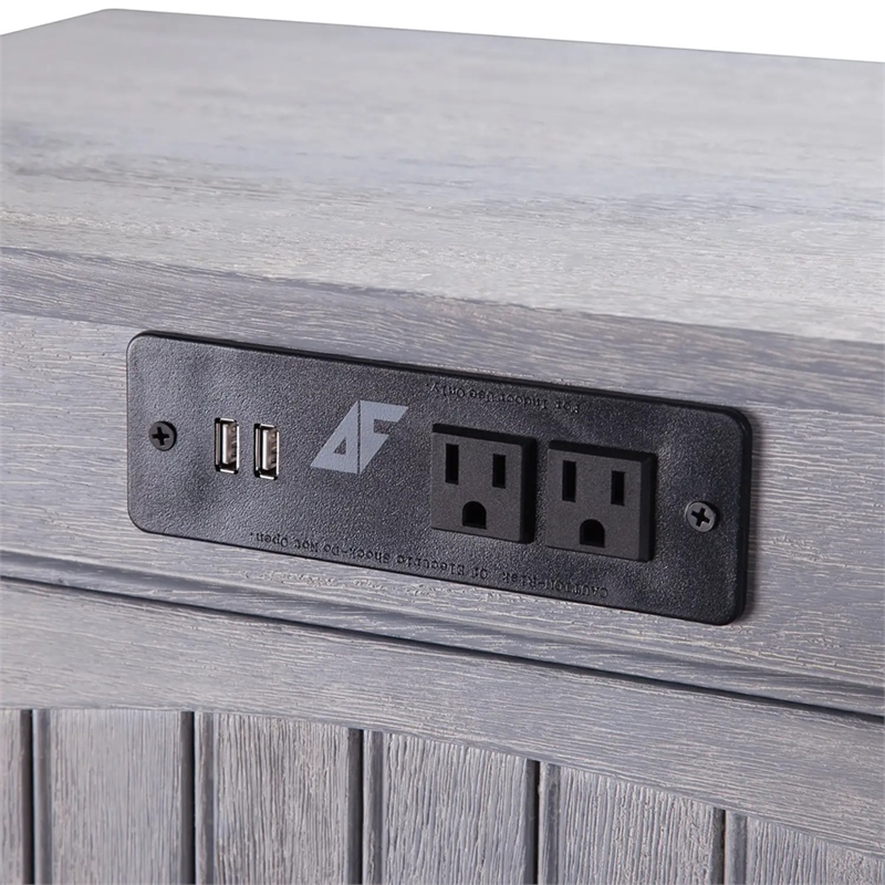 AFI Nantucket Solid Wood Side Table with Device Charger in Driftwood