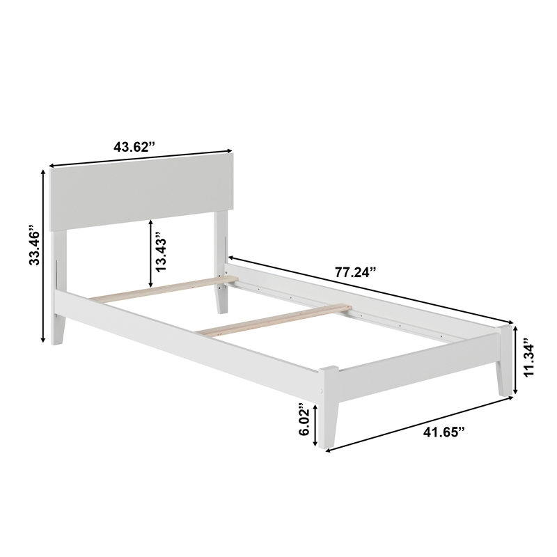 Orlando Twin Solid Wood Foundation Bed in White