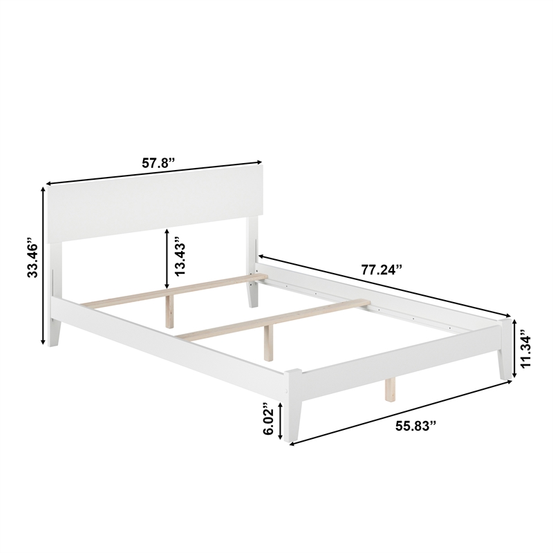 Orlando Full Solid Wood Foundation Bed in White
