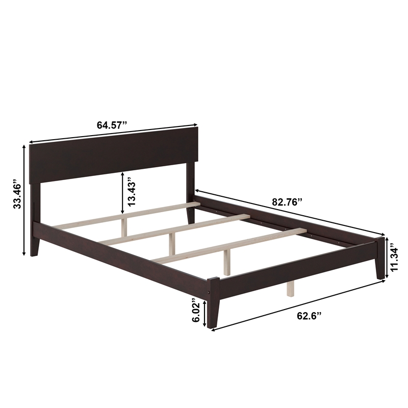 Orlando Queen Solid Wood Foundation Bed in Espresso