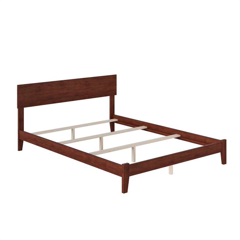 Orlando Queen Solid Wood Foundation Bed in Walnut