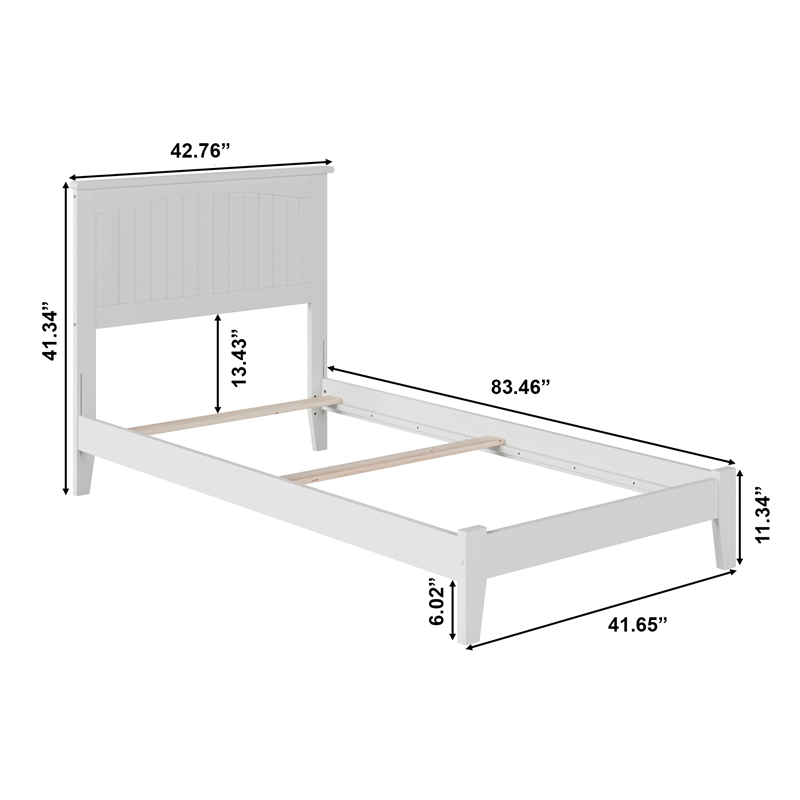 Nantucket Twin XL Solid Wood Foundation Bed in White
