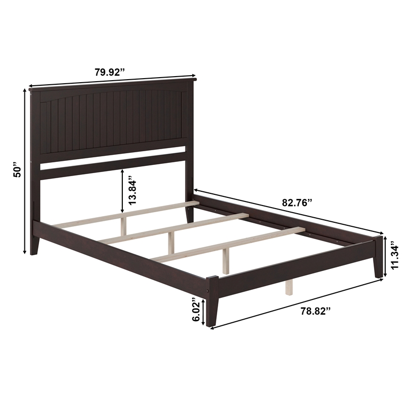 Nantucket King Solid Wood Foundation Bed in Espresso