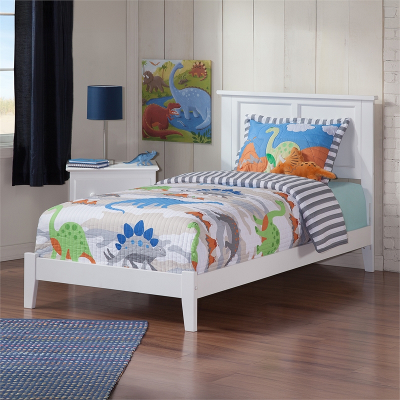 Madison Twin XL Solid Wood Foundation Bed in White