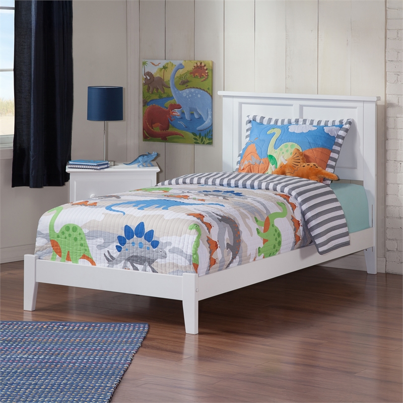 Madison Twin Solid Wood Foundation Bed in White