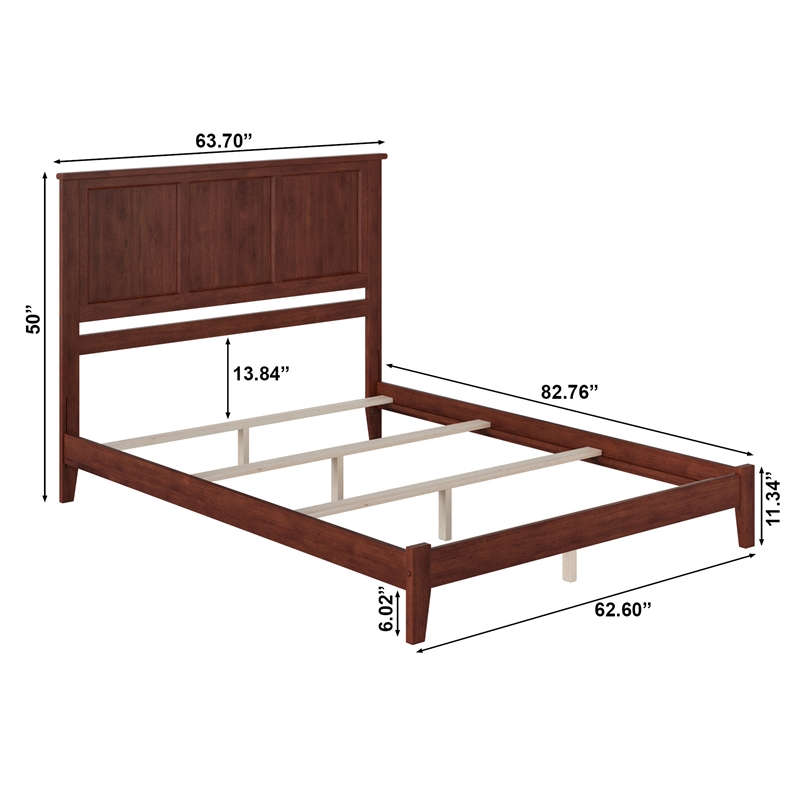 Madison Queen Solid Wood Foundation Bed in Walnut