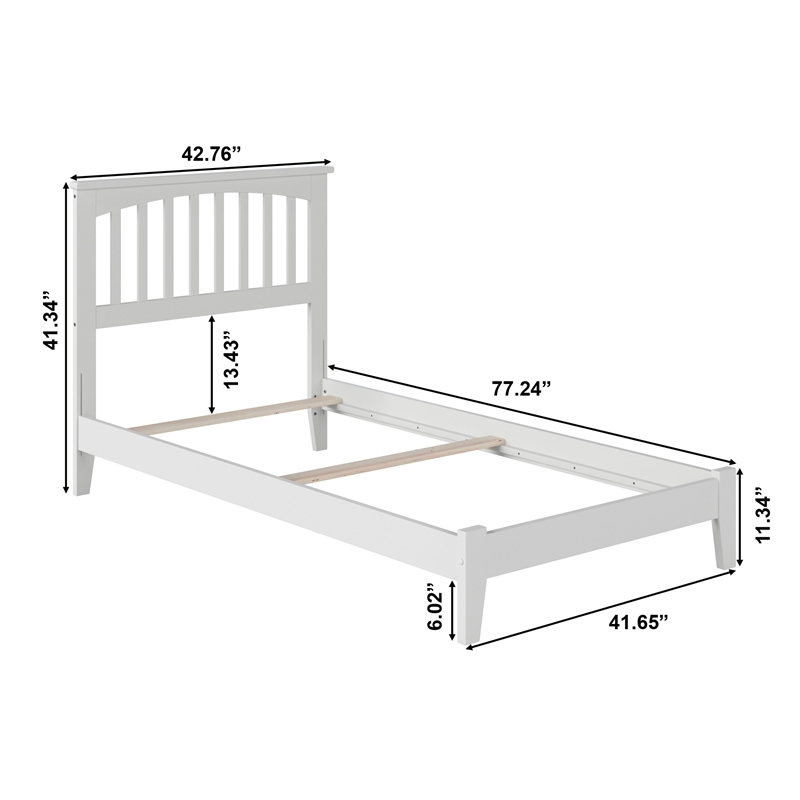 Mission Twin Solid Wood Foundation Bed in White