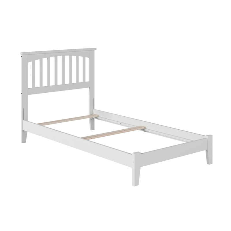 Mission Twin Solid Wood Foundation Bed in White