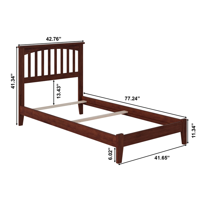 Mission Twin Solid Wood Foundation Bed in Walnut