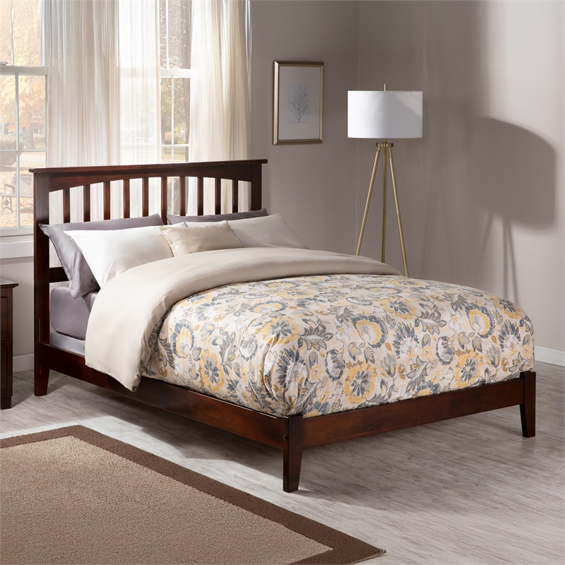 Mission Full Solid Wood Foundation Bed in Walnut