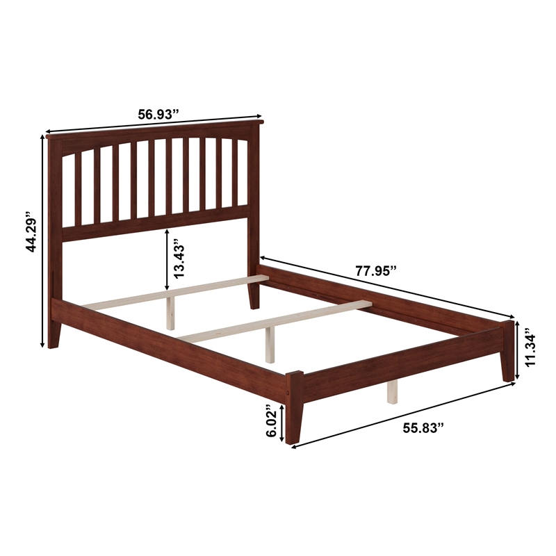Mission Full Solid Wood Foundation Bed in Walnut