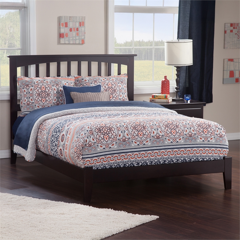 Mission Queen Solid Wood Foundation Bed in Espresso