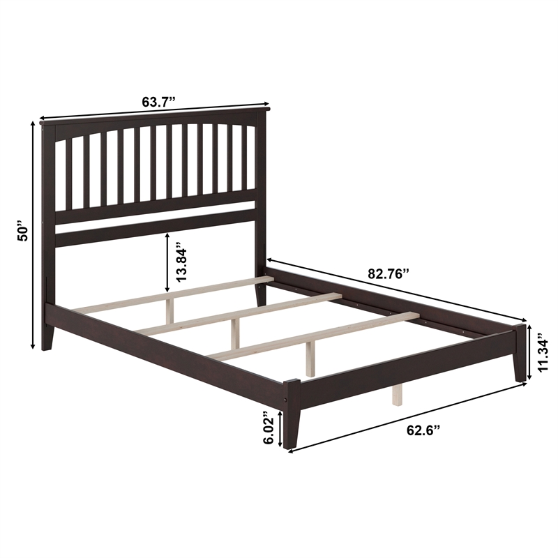 Mission Queen Solid Wood Foundation Bed in Espresso
