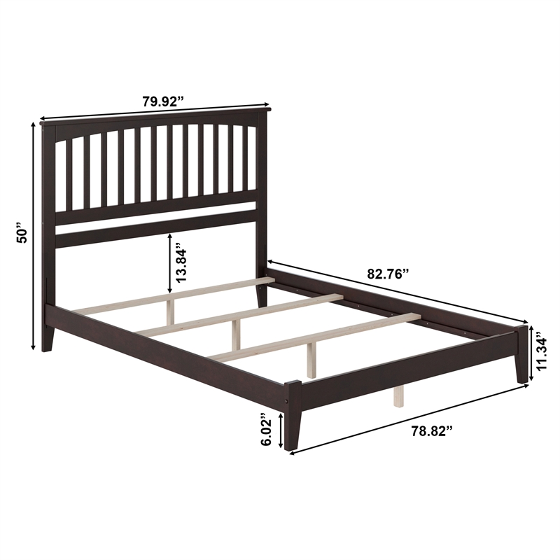 Mission King Solid Wood Foundation Bed in Espresso