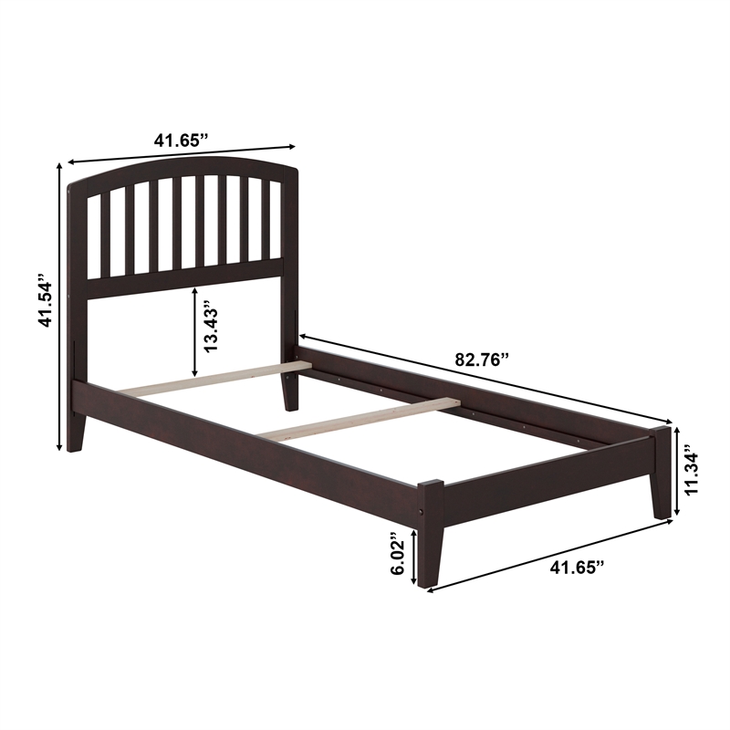 Richmond Twin XL Solid Wood Foundation Bed in Espresso