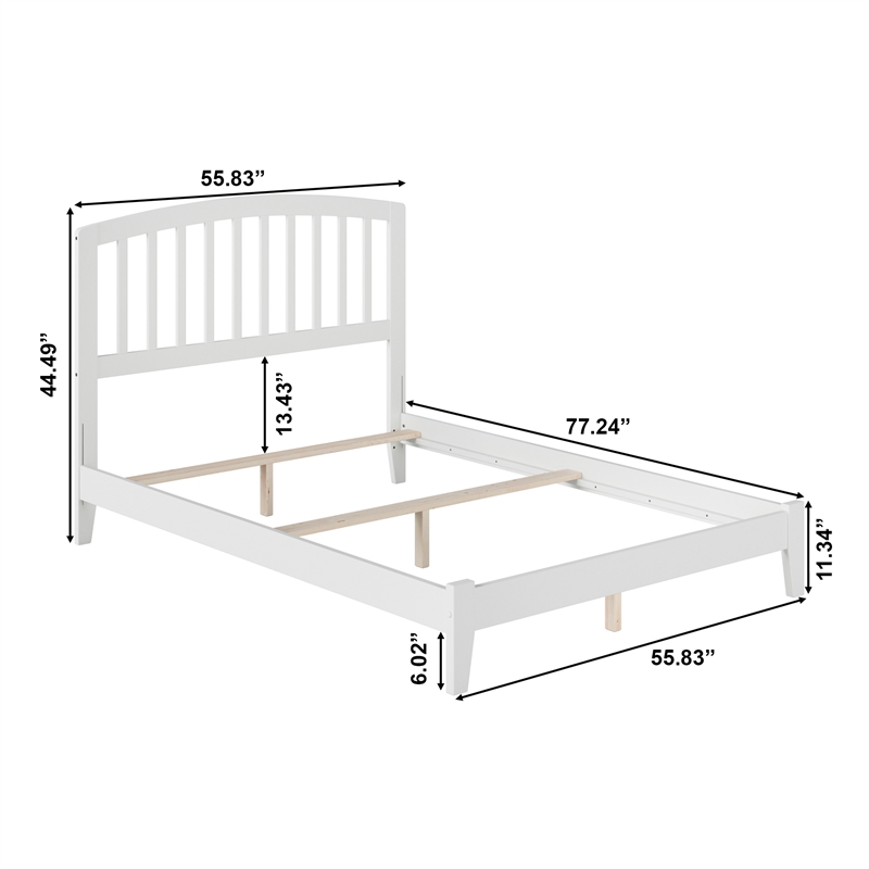Richmond Full Solid Wood Foundation Bed in White
