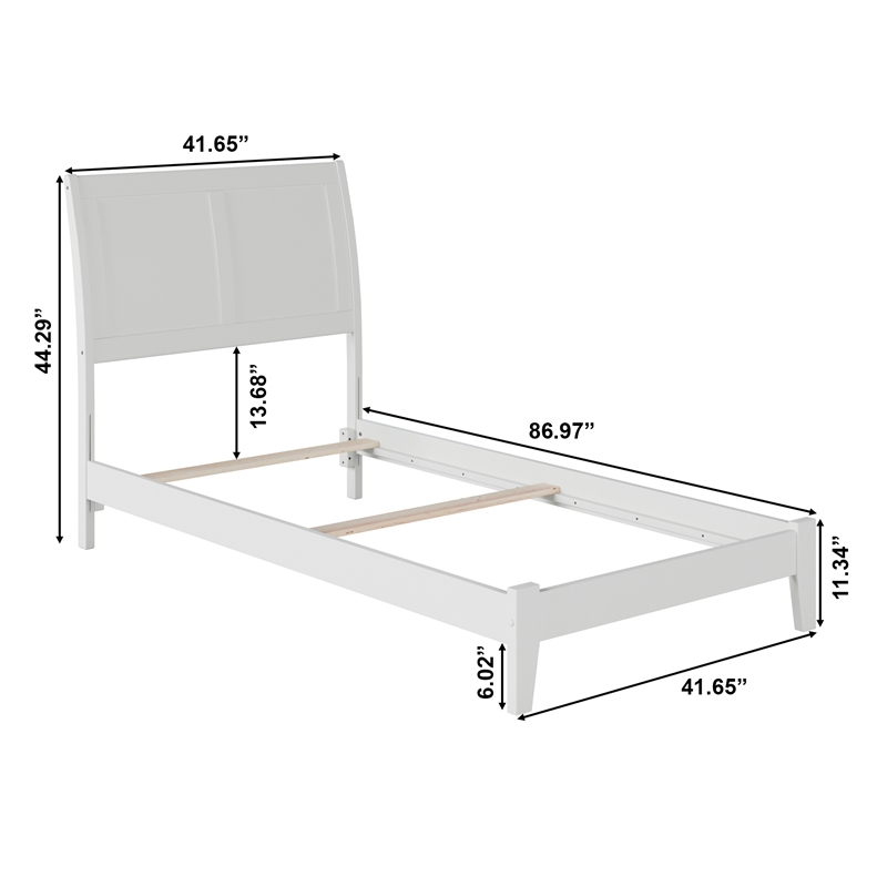 Portland Twin XL Solid Wood Foundation Bed in White