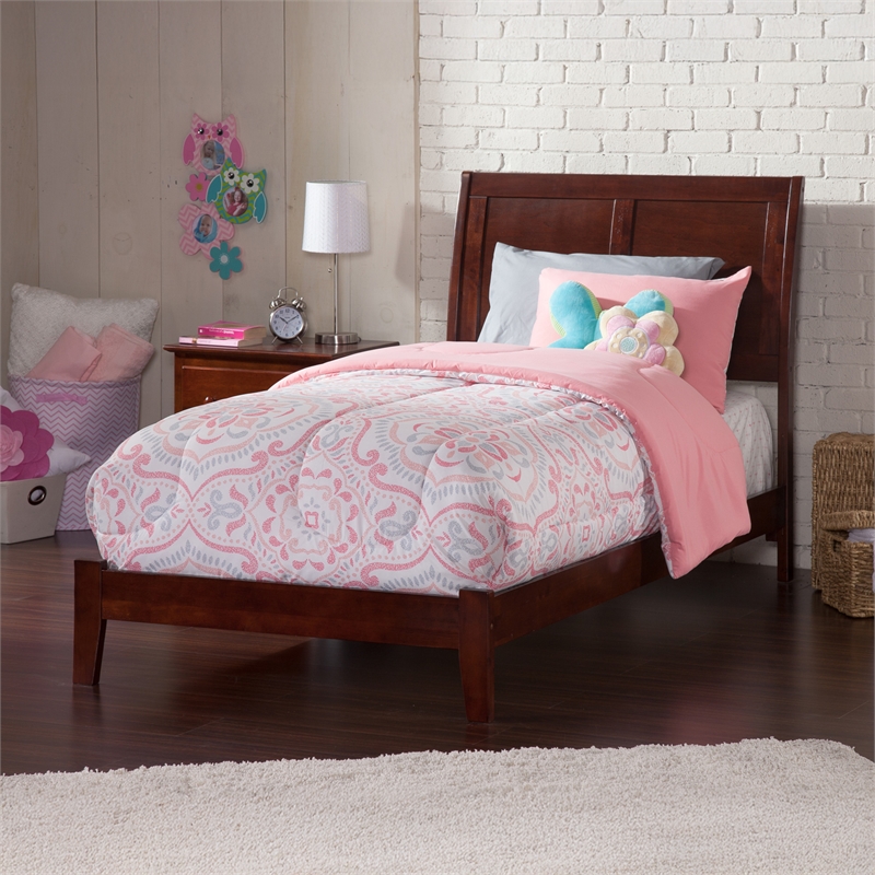 Portland Twin Solid Wood Foundation Bed in Walnut