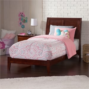 Portland Twin Solid Wood Foundation Bed in Walnut