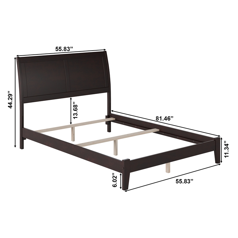 Portland Full Solid Wood Foundation Bed in Espresso