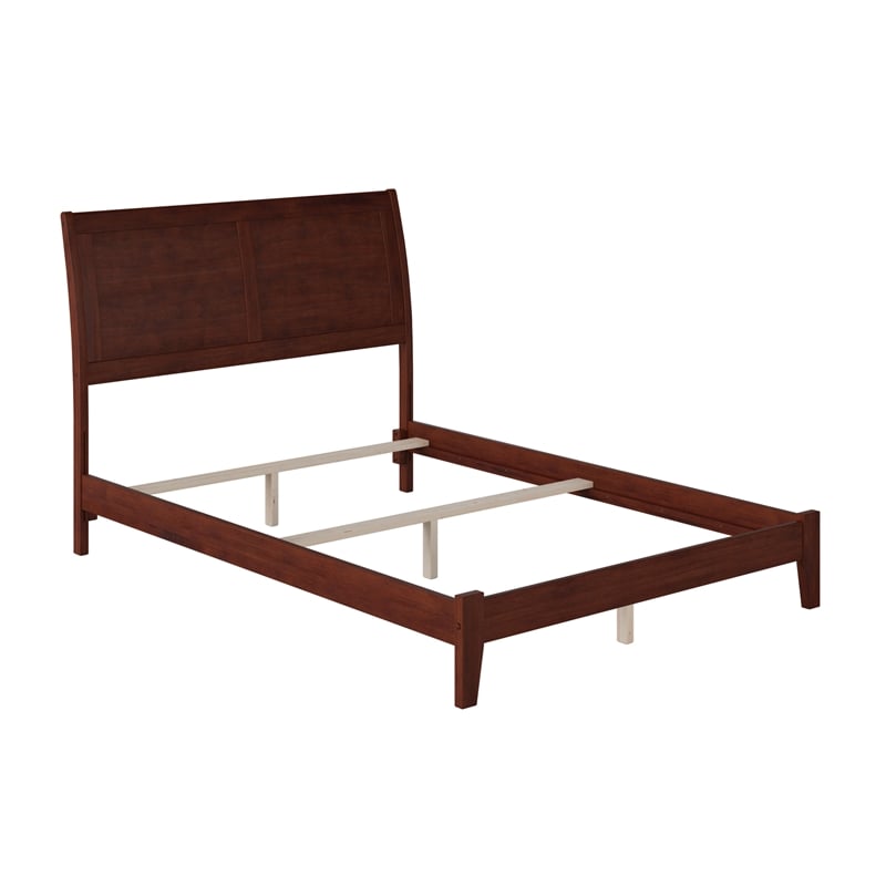 Portland Full Solid Wood Foundation Bed in Walnut