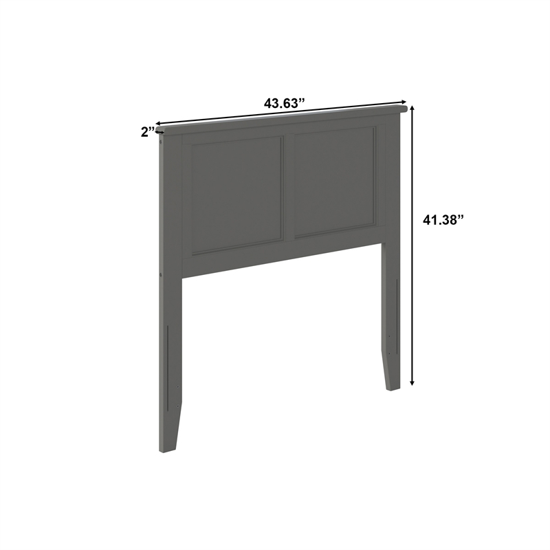Madison Twin Solid Wood Panel Headboard in Grey