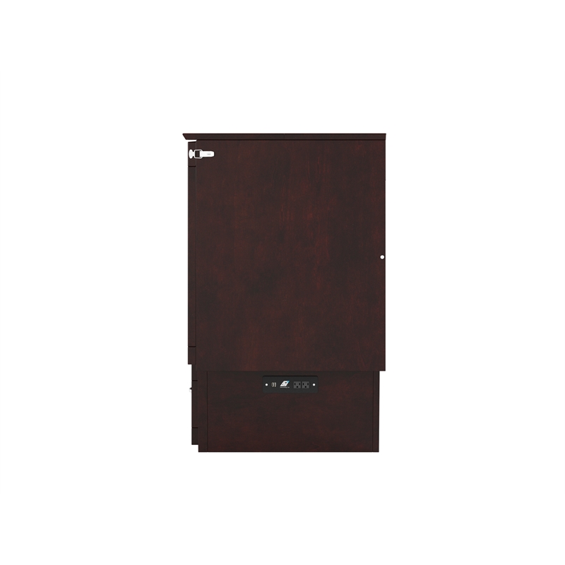 Nantucket Twin Wood Murphy Bed Chest w Mattress and Built-in Charger in Espresso