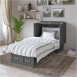 Nantucket Twin Wood Murphy Bed Chest with Mattress and Built-in Charger in Gray