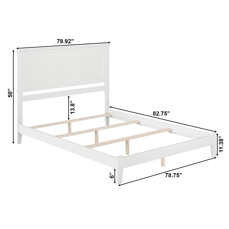 Madison King Solid Wood Foundation Bed in White
