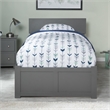 Orlando Twin XL Wood Platform Bed with Footboard and Storage Drawers in Grey