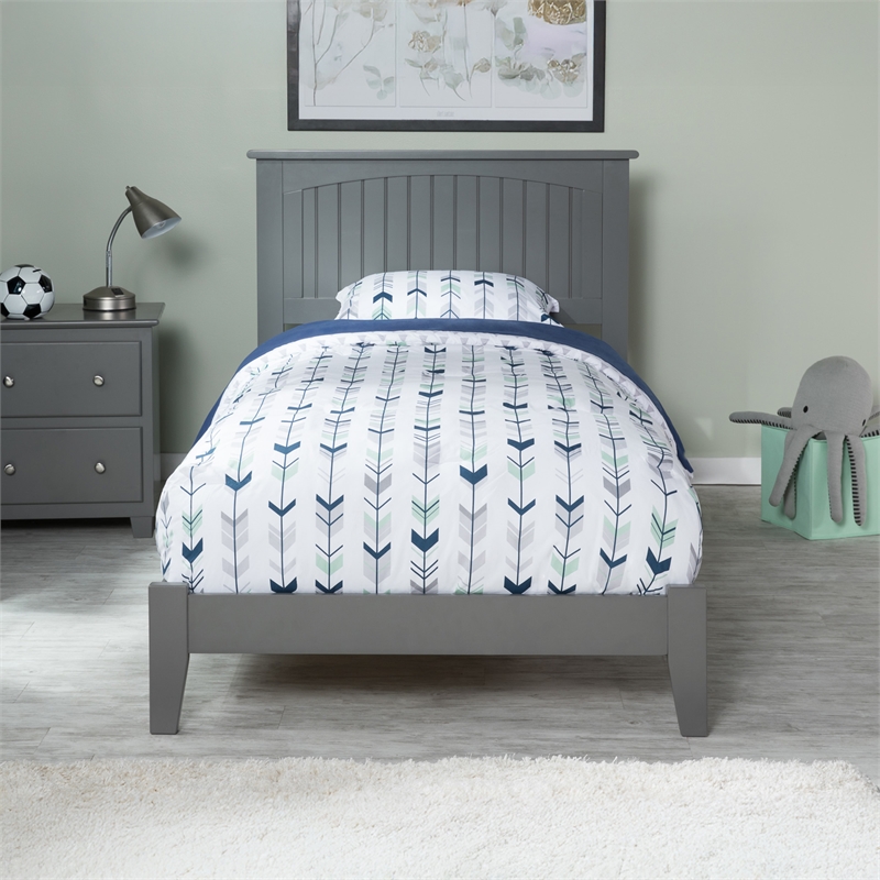 Nantucket Twin Solid Wood Foundation Bed in Grey