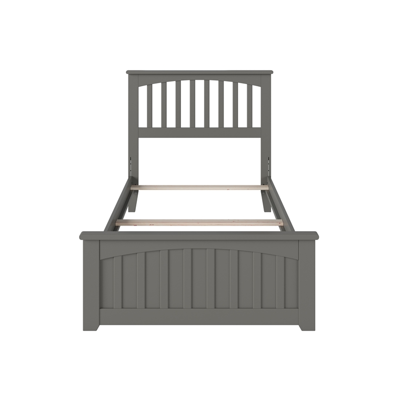 Mission Twin XL Wood Foundation Bed with Matching Footboard in Grey
