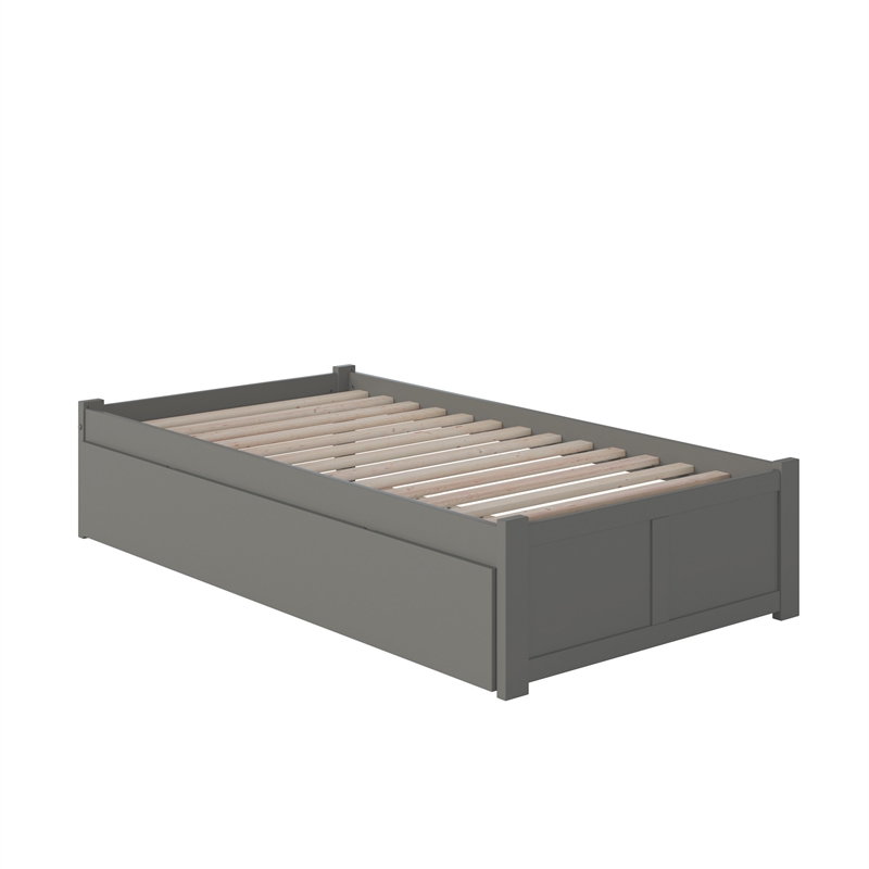 AFI Concord Solid Wood Twin Bed and Footboard with Twin Trundle in Gray