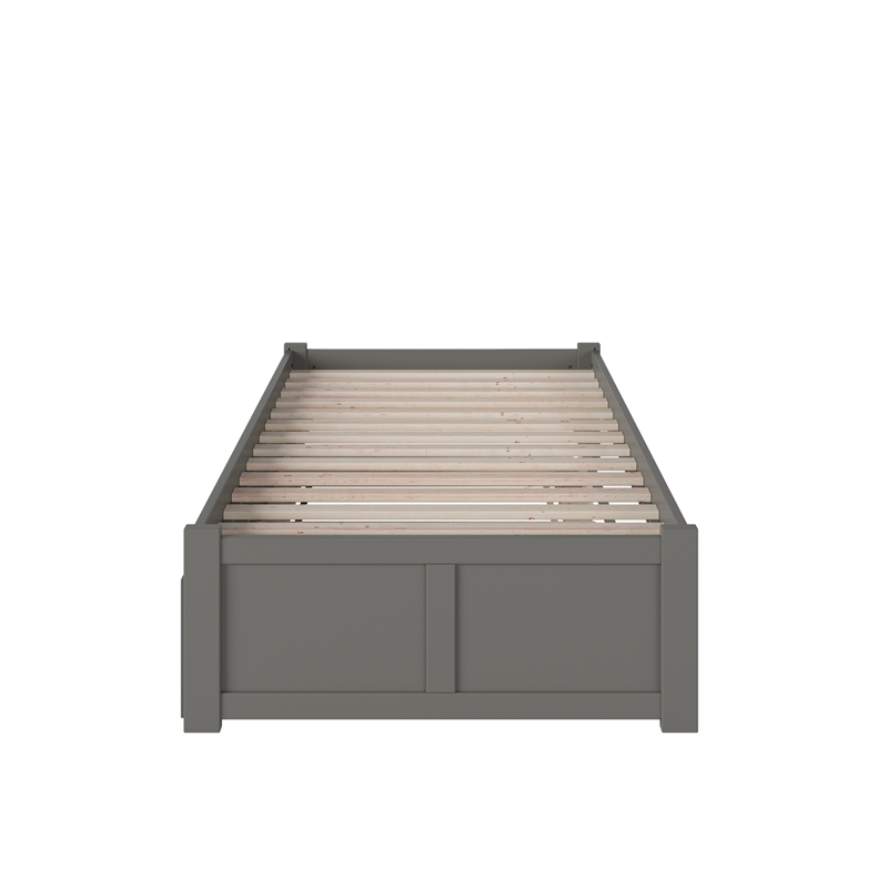 AFI Concord Solid Wood Twin Bed and Footboard with Twin Trundle in Gray