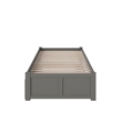 AFI Concord Solid Wood Twin Bed and Footboard with Twin Trundle in Gray