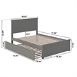 Nantucket Full Platform Bed with Matching Footboard and Twin Trundle in Grey