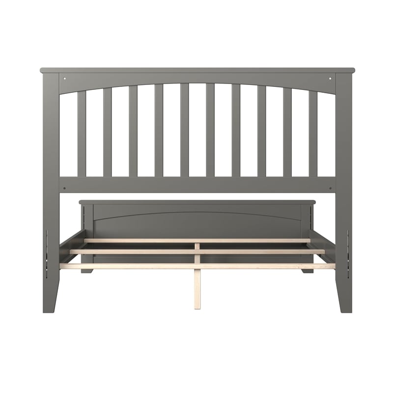 Mission Full Wood Foundation Bed with Matching Footboard in Grey