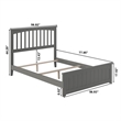 Mission Full Wood Foundation Bed with Matching Footboard in Grey