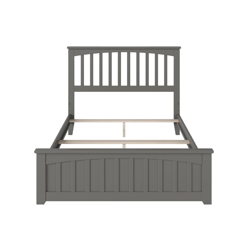 Mission Full Wood Foundation Bed with Matching Footboard in Grey