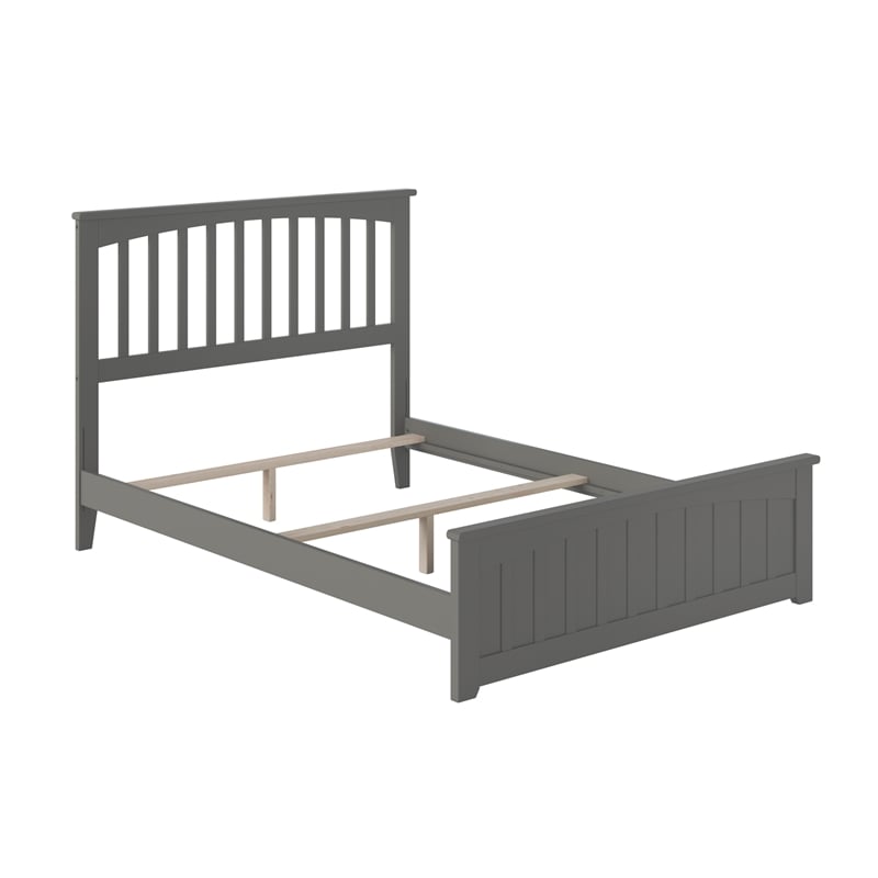 Mission Full Wood Foundation Bed with Matching Footboard in Grey