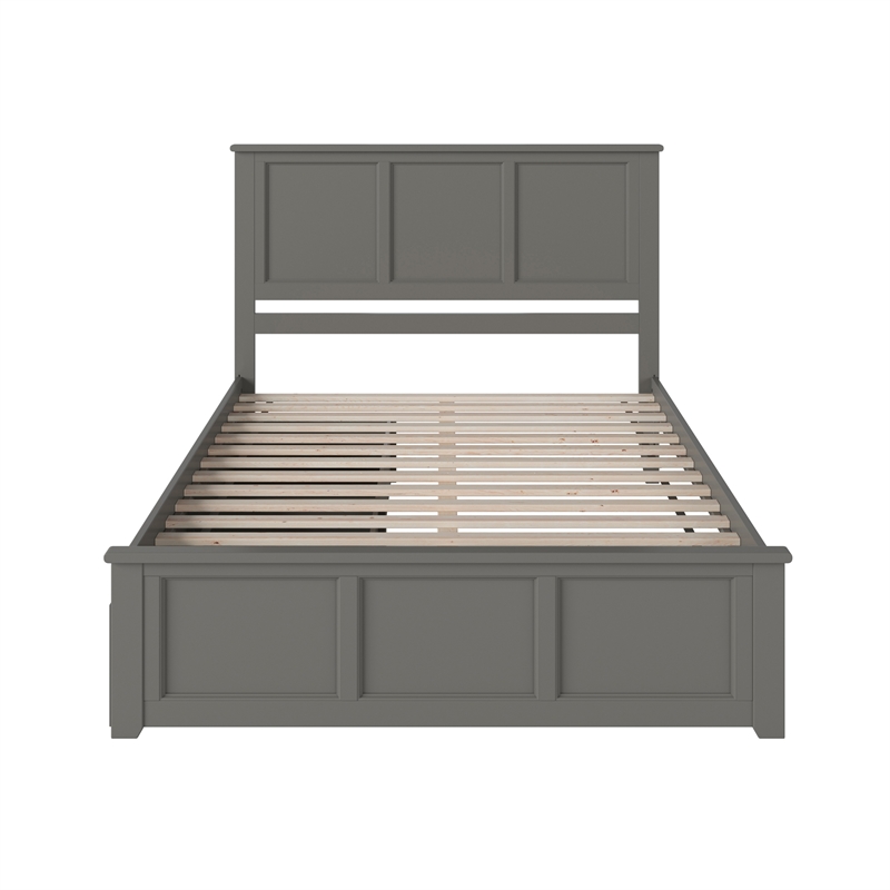 Madison Queen Platform Bed with Matching Footboard & Storage Drawers in Grey